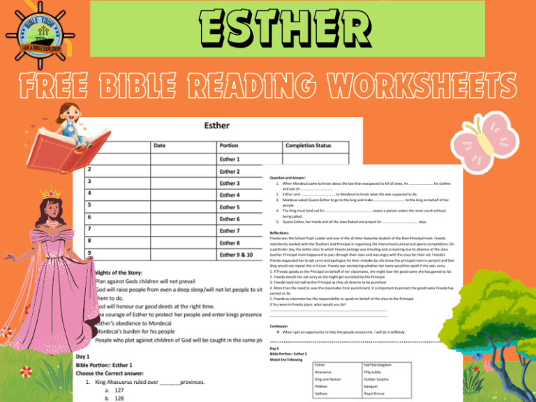 Esther Free Bible Worksheets